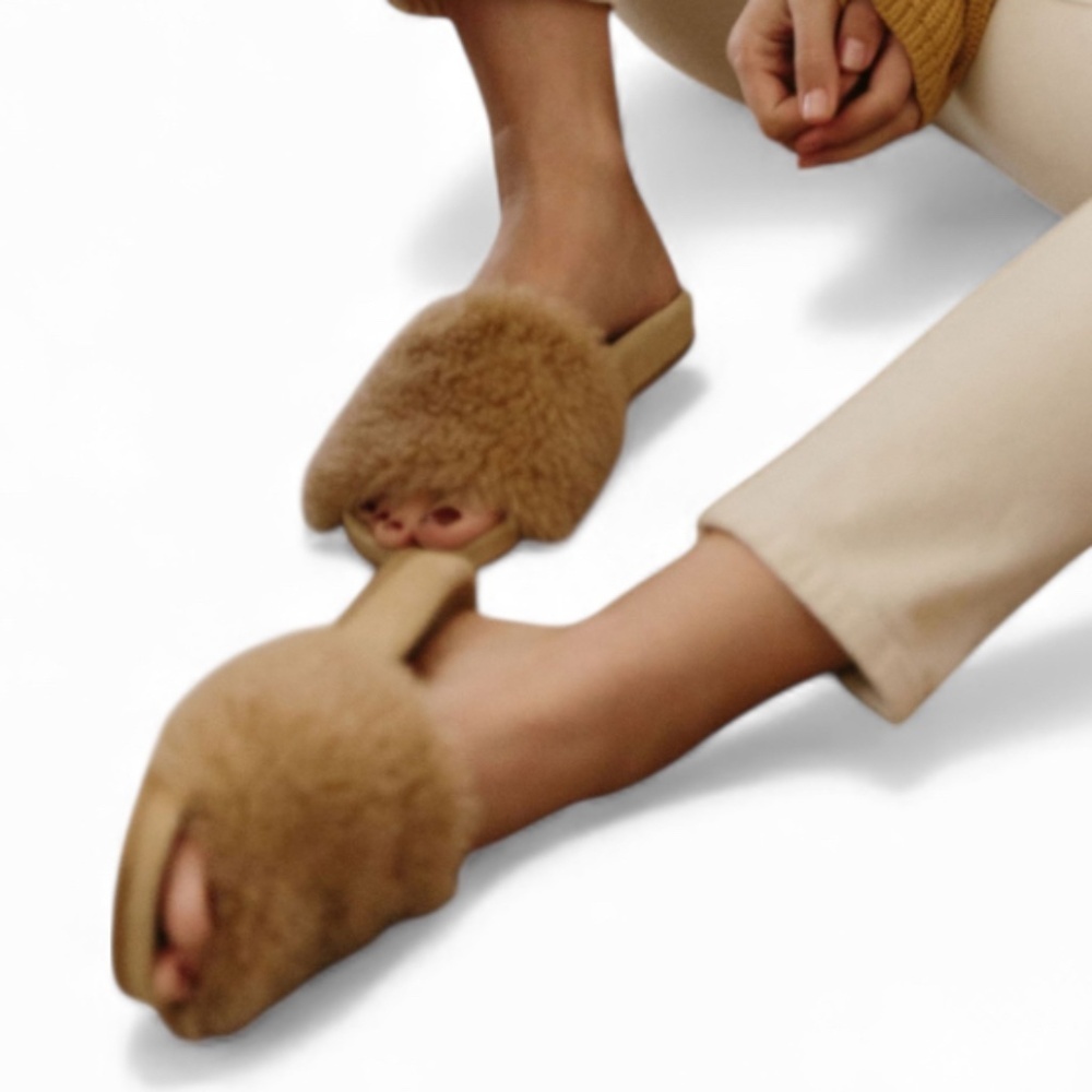 Jenni Kayne Sherling Slide Sandal - Natural - Size 38 - NWOT
